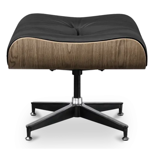 Cavel Lounge Chair Zwart Leer | Walnoot Schalen
