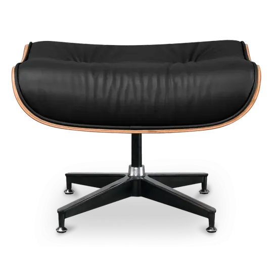 Cavel Lounge Chair Ottoman / Hocker Zwart Leer | Palissander Schaal