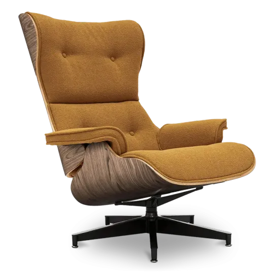 Cavel Lounge Chair Bruin Boucle | Walnoot Schalen