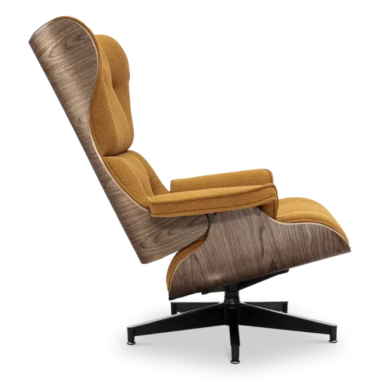 Cavel Lounge Chair Bruin Boucle | Walnoot Schalen