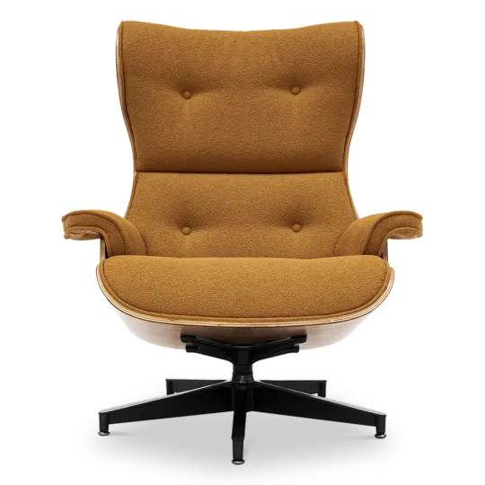Cavel Lounge Chair Bruin Boucle | Walnoot Schalen