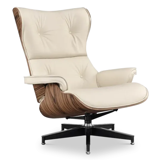 Cavel Lounge Chair Offwhite Leer | Naturel Palissander Schalen