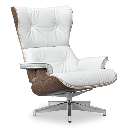 Cavel Lounge Chair Wit Leer | Walnoot Schalen