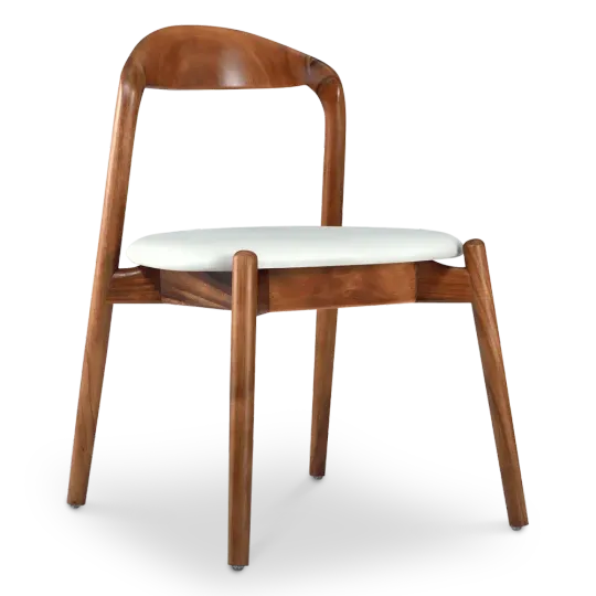 Bow Eetkamerstoel | Walnoot Hout | Offwhite PU Leer