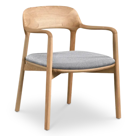 Kennedy Eetkamerstoel | Naturel Essen | Grijs Boucle