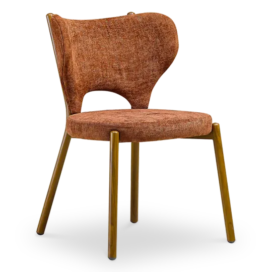 Japandi Eetkamerstoel Cho | Terracotta Chenille | Walnoot
