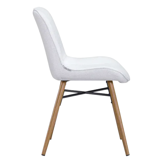 Eetkamerstoel Ferd | Wit Boucle | Eiken Onderstel