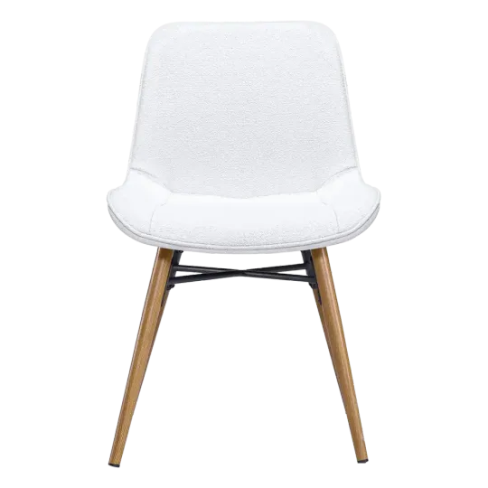 Eetkamerstoel Ferd | Wit Boucle | Eiken Onderstel
