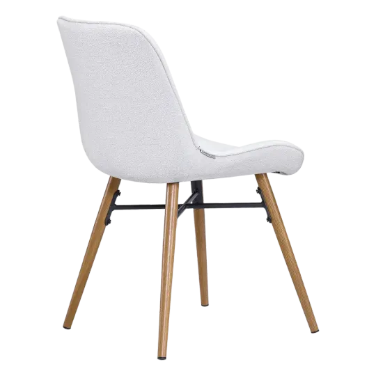 Eetkamerstoel Ferd | Wit Boucle | Eiken Onderstel