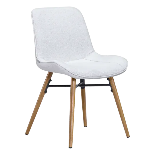Eetkamerstoel Ferd | Wit Boucle | Eiken Onderstel