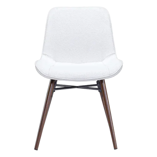 Eetkamerstoel Ferd | Wit Boucle | Walnoot Onderstel