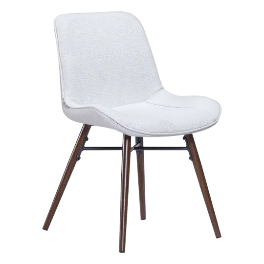 Eetkamerstoel Ferd | Wit Boucle | Walnoot Onderstel