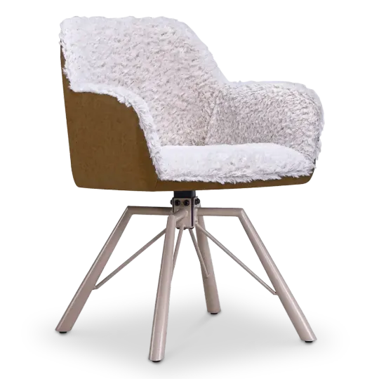 Draaibare Eetkamerstoel Nord | Taupe Sheepskin Cognac Leer | Taupe Onderstel Draaibare Eetkamerstoel Nord | Taupe Sheepskin Cognac Leer | Taupe Onderstel