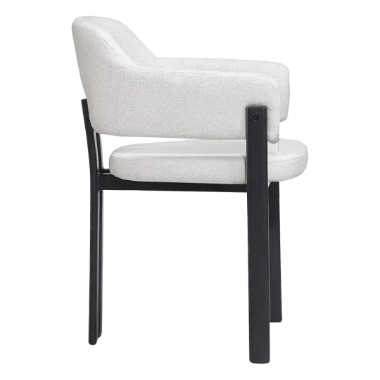 Japandi Eetkamerstoel Isamu | Wit Boucle | Zwart Onderstel