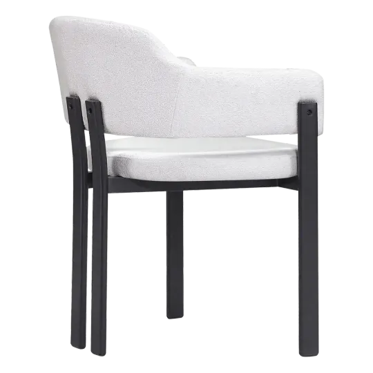 Japandi Eetkamerstoel Isamu | Wit Boucle | Zwart Onderstel