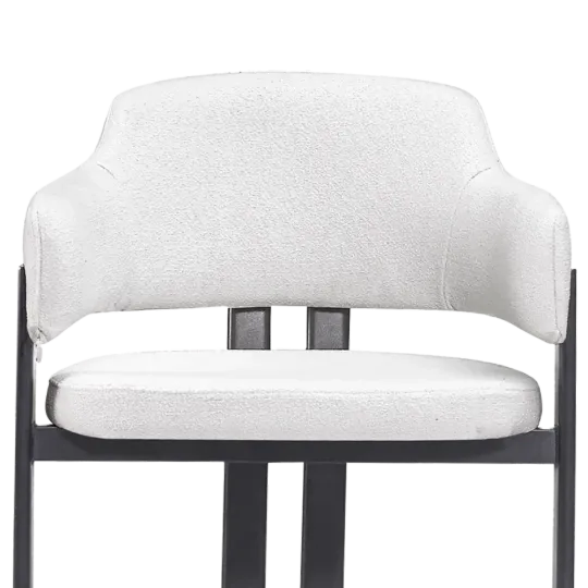Japandi Eetkamerstoel Isamu | Wit Boucle | Zwart Onderstel