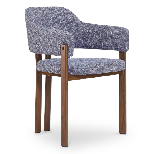 Japandi Eetkamerstoel Isamu | Blauw OTE | Walnoot Onderstel