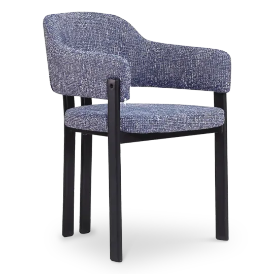 Japandi Eetkamerstoel Isamu | Blauw OTE | Zwart Onderstel Japandi Eetkamerstoel Isamu | Blauw OTE | Zwart Onderstel
