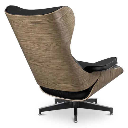 Cavel Lounge Chair Zwart Leer | Walnoot Schalen