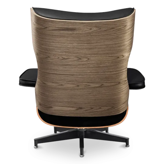 Cavel Lounge Chair Zwart Leer | Walnoot Schalen