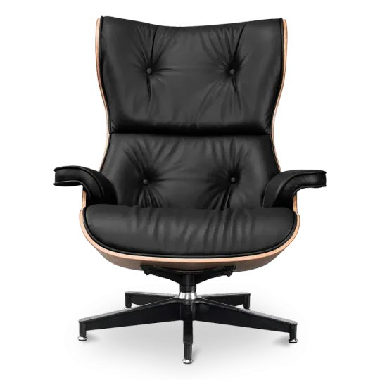 Cavel Lounge Chair Zwart Leer | Walnoot Schalen