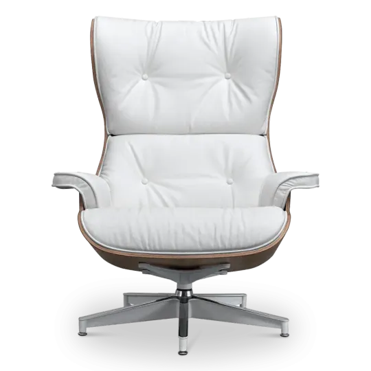 Cavel Lounge Chair Wit Leer | Walnoot Schalen