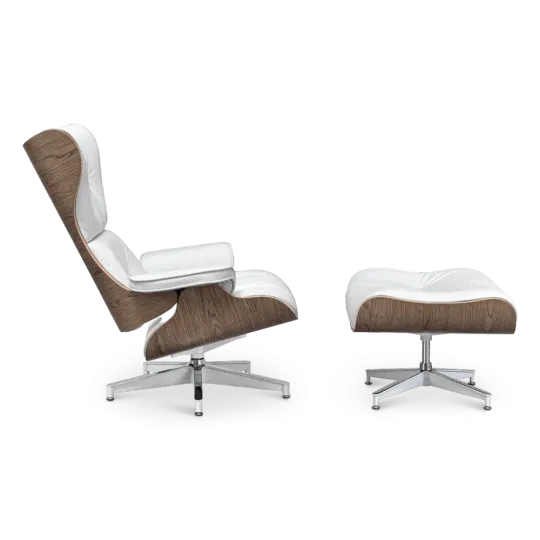 Cavel Lounge Chair Wit Leer | Walnoot Schalen