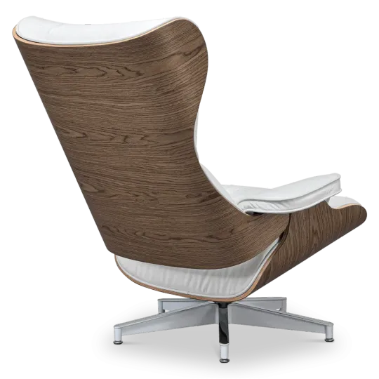 Cavel Lounge Chair Wit Leer | Walnoot Schalen