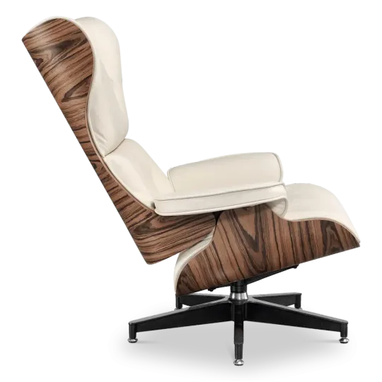 Cavel Lounge Chair Offwhite Leer | Naturel Palissander Schalen
