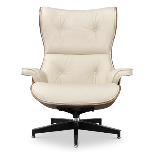 Cavel Lounge Chair Offwhite Leer | Naturel Palissander Schalen
