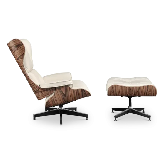 Cavel Lounge Chair Offwhite Leer | Naturel Palissander Schalen