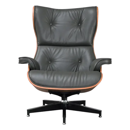 Cavel Lounge Chair Grijs Leer | Walnoot Schalen