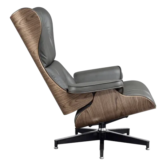 Cavel Lounge Chair Grijs Leer | Walnoot Schalen