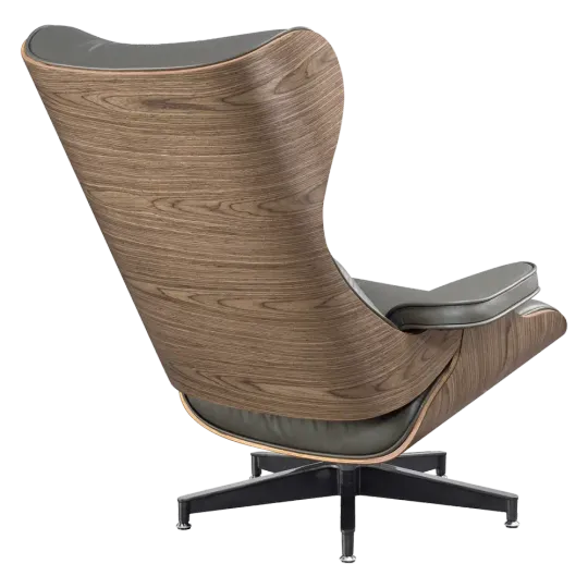 Cavel Lounge Chair Grijs Leer | Walnoot Schalen