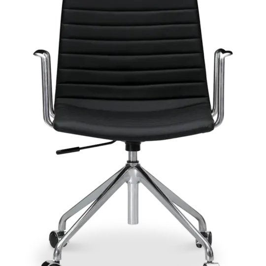 Cavel Lincoln Bureaustoel | Zwart PU Leer | Chroom