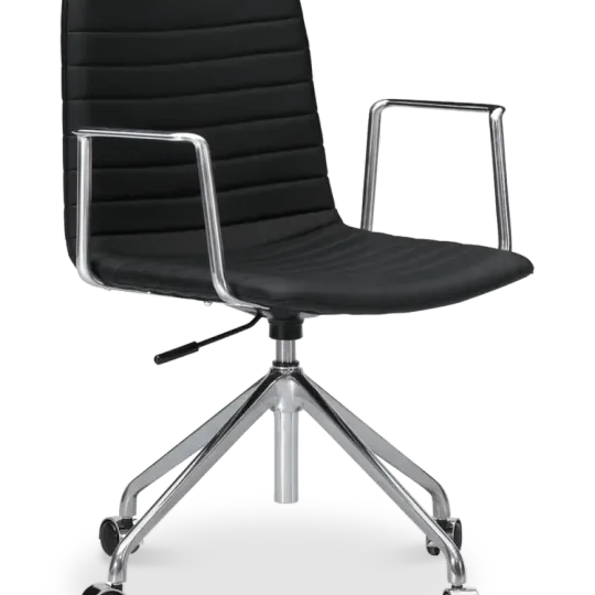 Cavel Lincoln Bureaustoel | Zwart PU Leer | Chroom