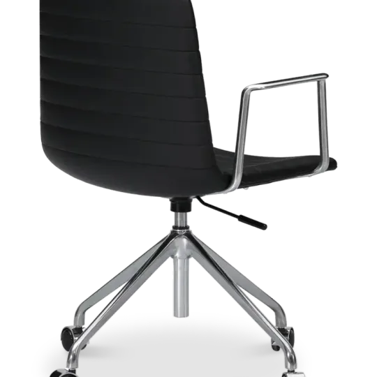 Cavel Lincoln Bureaustoel | Zwart PU Leer | Chroom