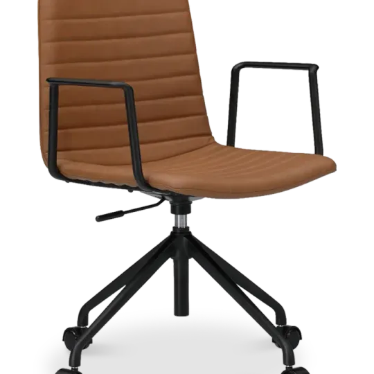 Cavel Lincoln Bureaustoel | Cognac PU Leer | Mat Zwart Cavel Lincoln Bureaustoel | Cognac PU Leer | Mat Zwart