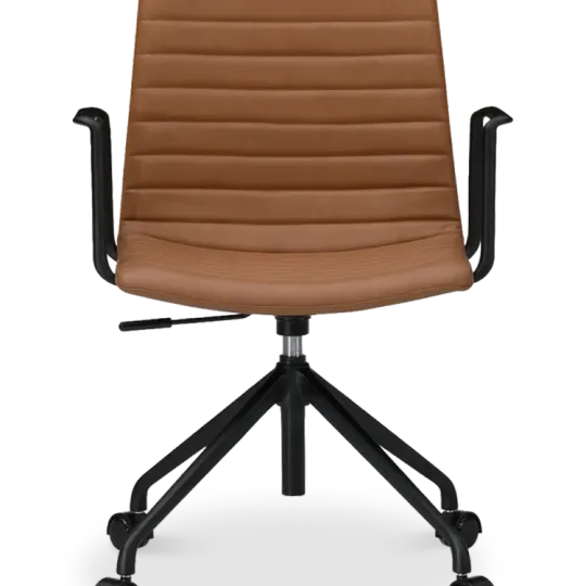 Cavel Lincoln Bureaustoel | Cognac PU Leer | Mat Zwart Cavel Lincoln Bureaustoel | Cognac PU Leer | Mat Zwart