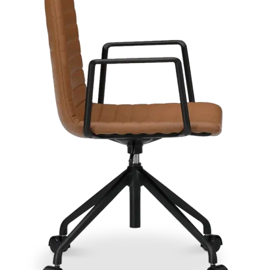 Cavel Lincoln Bureaustoel | Cognac PU Leer | Mat Zwart Cavel Lincoln Bureaustoel | Cognac PU Leer | Mat Zwart
