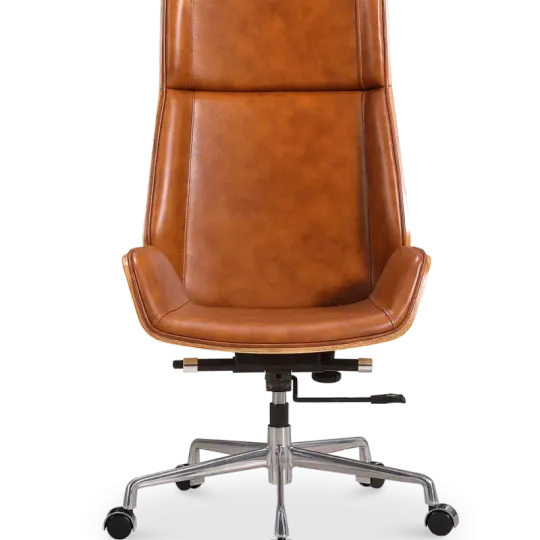 Bureaustoel Charles Cognac Leer, Essen Hout