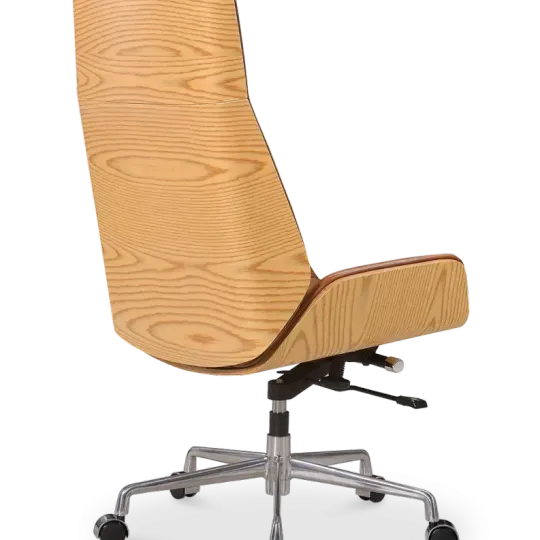 Bureaustoel Charles Cognac Leer, Essen Hout