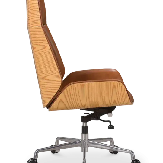 Bureaustoel Charles Cognac Leer, Essen Hout