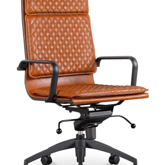 Diamond Softpad Bureaustoel Cognac | Hoge Rug