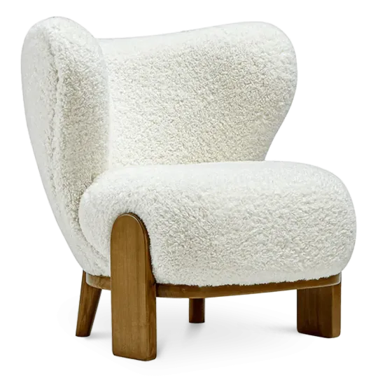 Little Kita Fauteuil Wit | Walnoot Pootjes