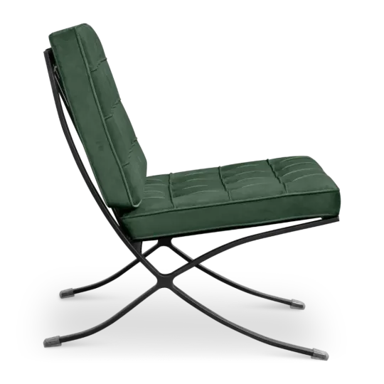 Paviljoen Chair Groen Velvet | Zwart Frame