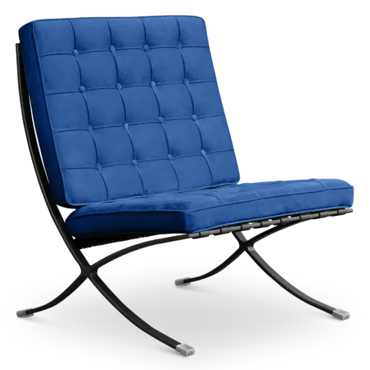 Paviljoen Chair XL Blauw Velvet Set | Inclusief Voetenbank | Zwart Frame Paviljoen Chair XL Blauw Velvet Set | Inclusief Voetenbank | Zwart Frame